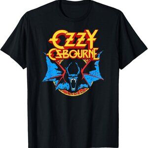 Ozzy Osbourne Classic Bat T-Shirt Vintage Rock Graphic Tee Gothic Metal Fan 24